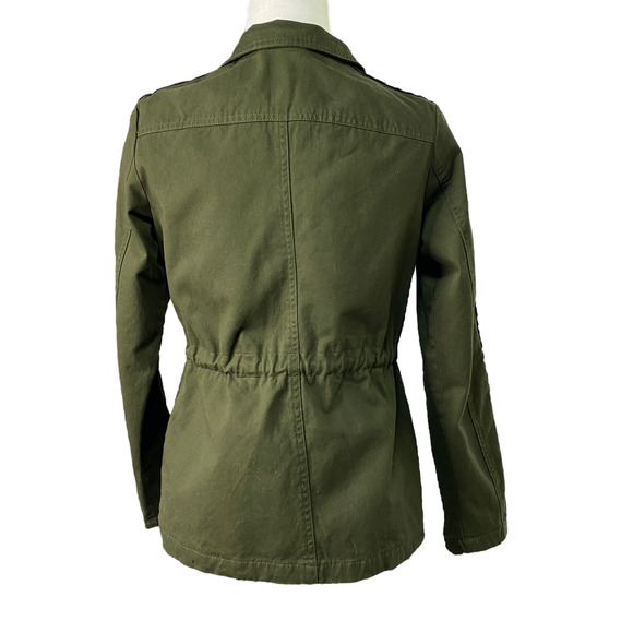 PEYTON JENSEN Womens Size Small Animal Stripe Dark Olive Utility Jacket Evereve - Picture 5 of 7